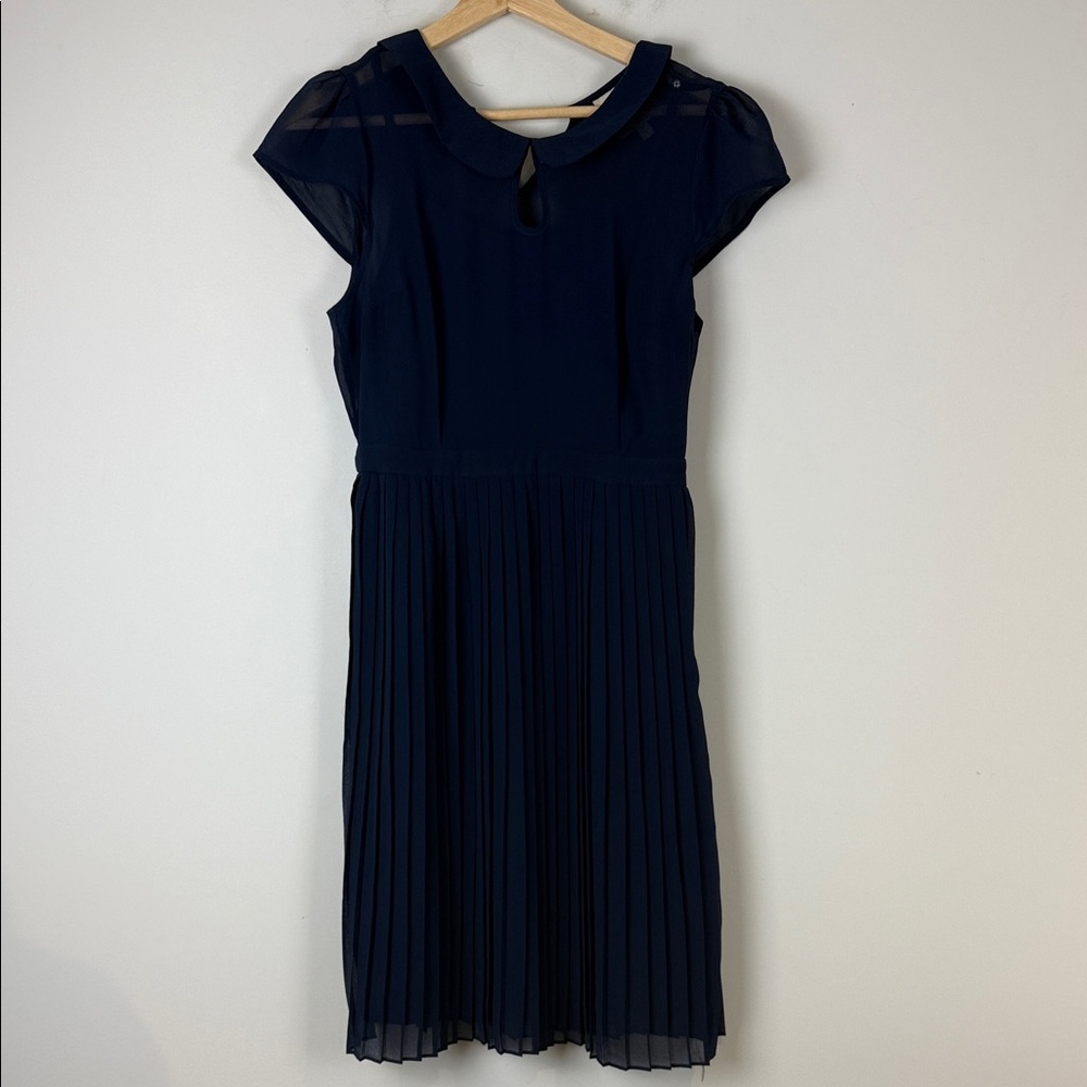Modcloth Midnight Blue Pleated Midi Dress Size Medium